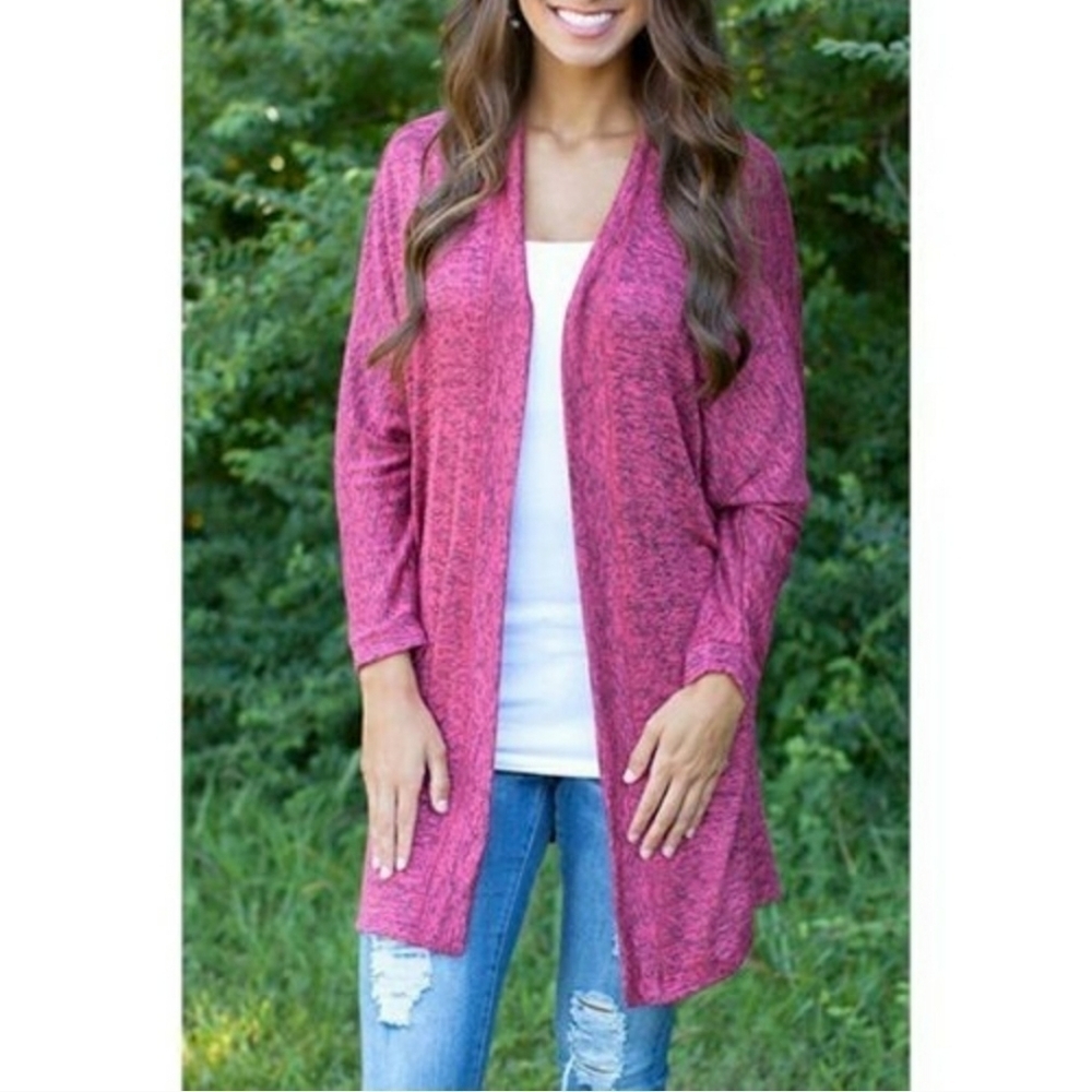 Rose Pink Open Front Cardigan